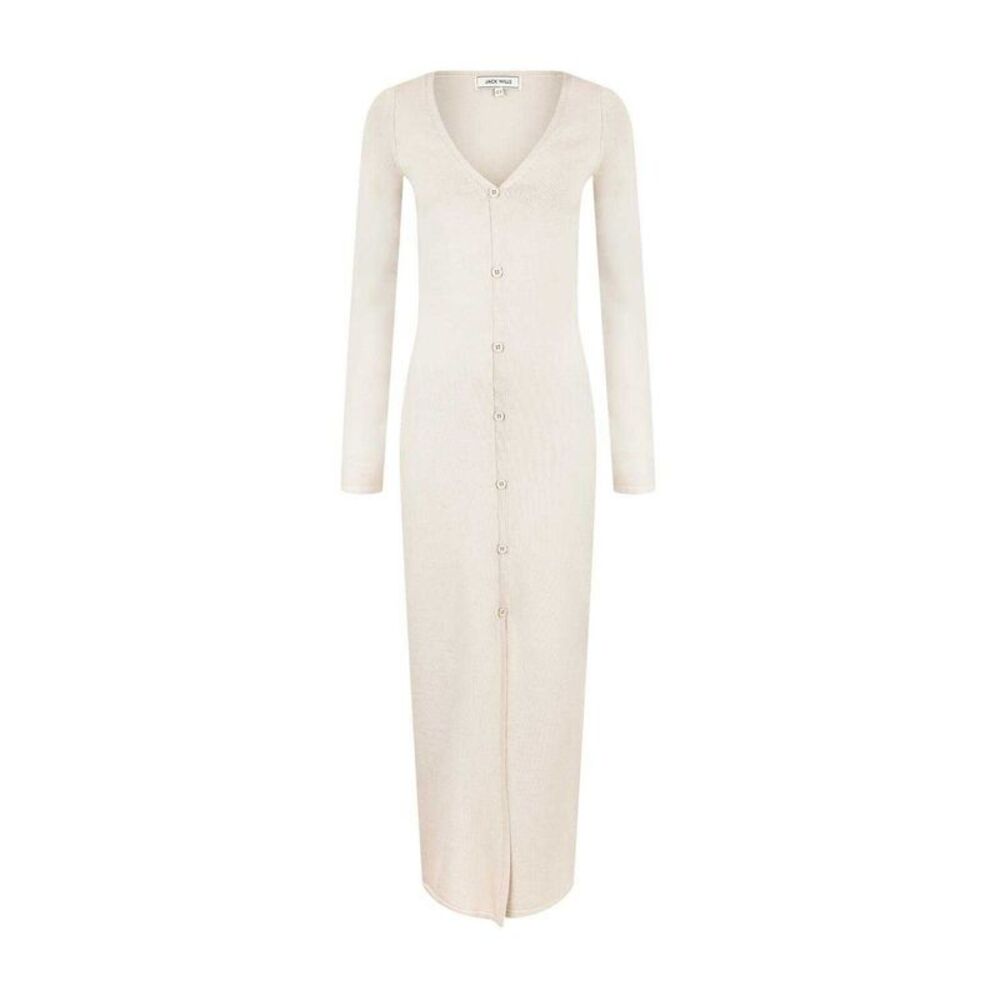 Jack Wills Womens/Ladies Button V Neck Sweater Dress / Stone Marl